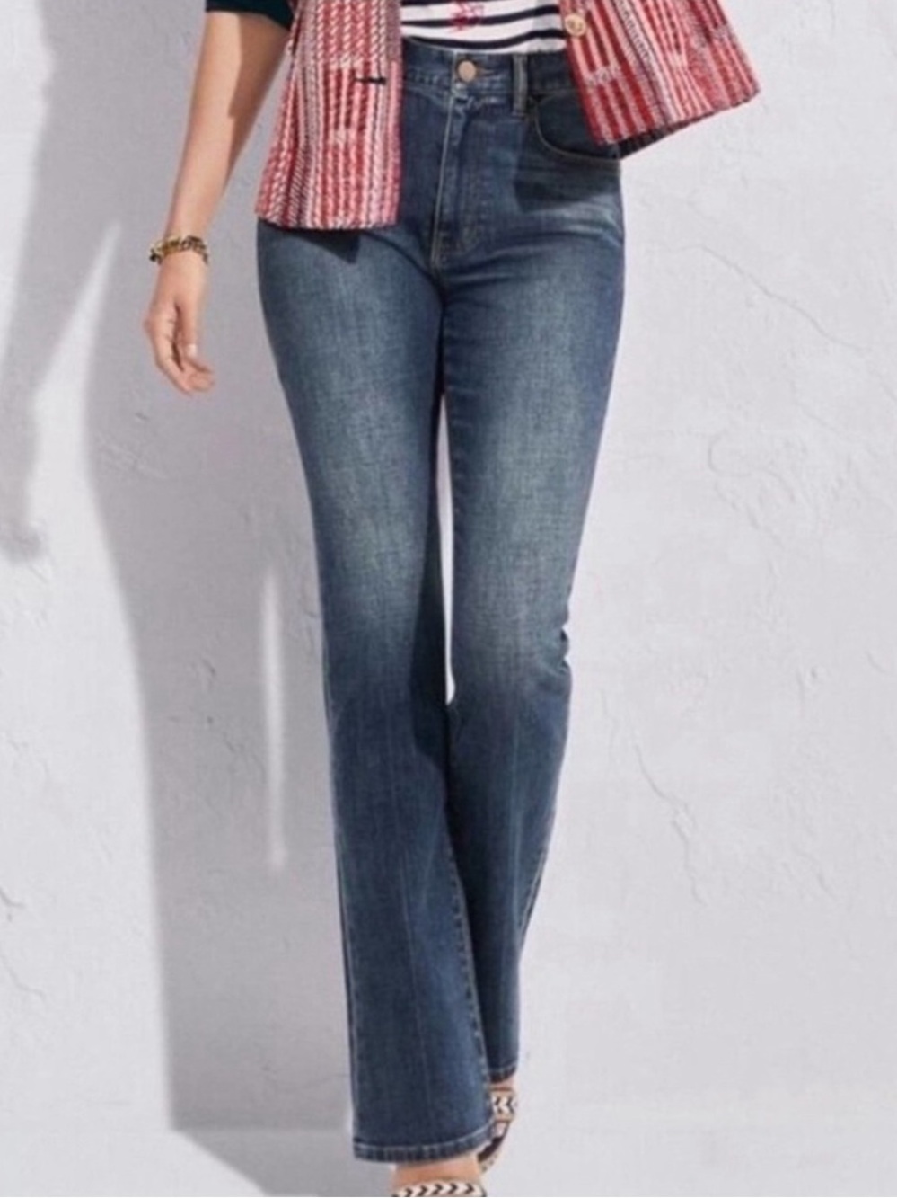 Cabi 6069R 5th Avenue High Rise Waist Whiskering Slim Fit Stretch Flare Jeans